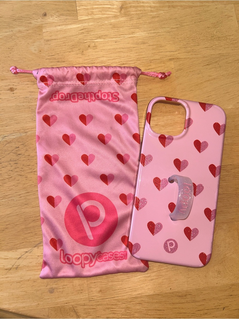 iPhone 14 Loopy Cases - Pink Hearts